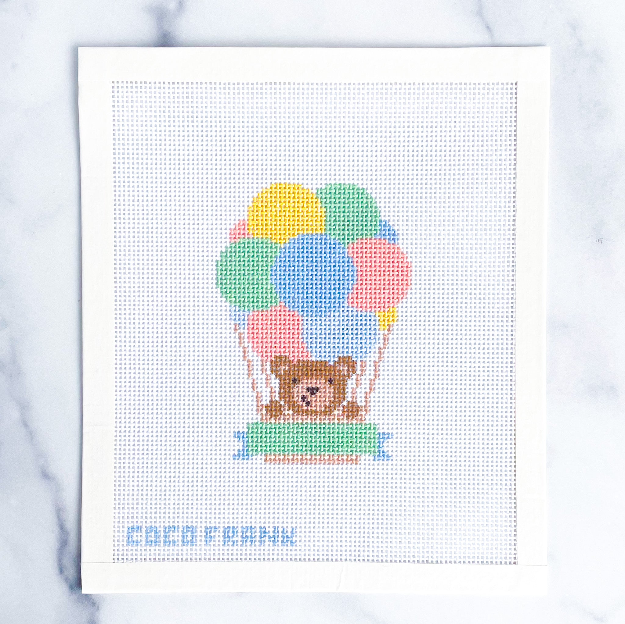 Hot Air Balloon Bear Needlepoint Canvas & Alphabet Chart – Coco