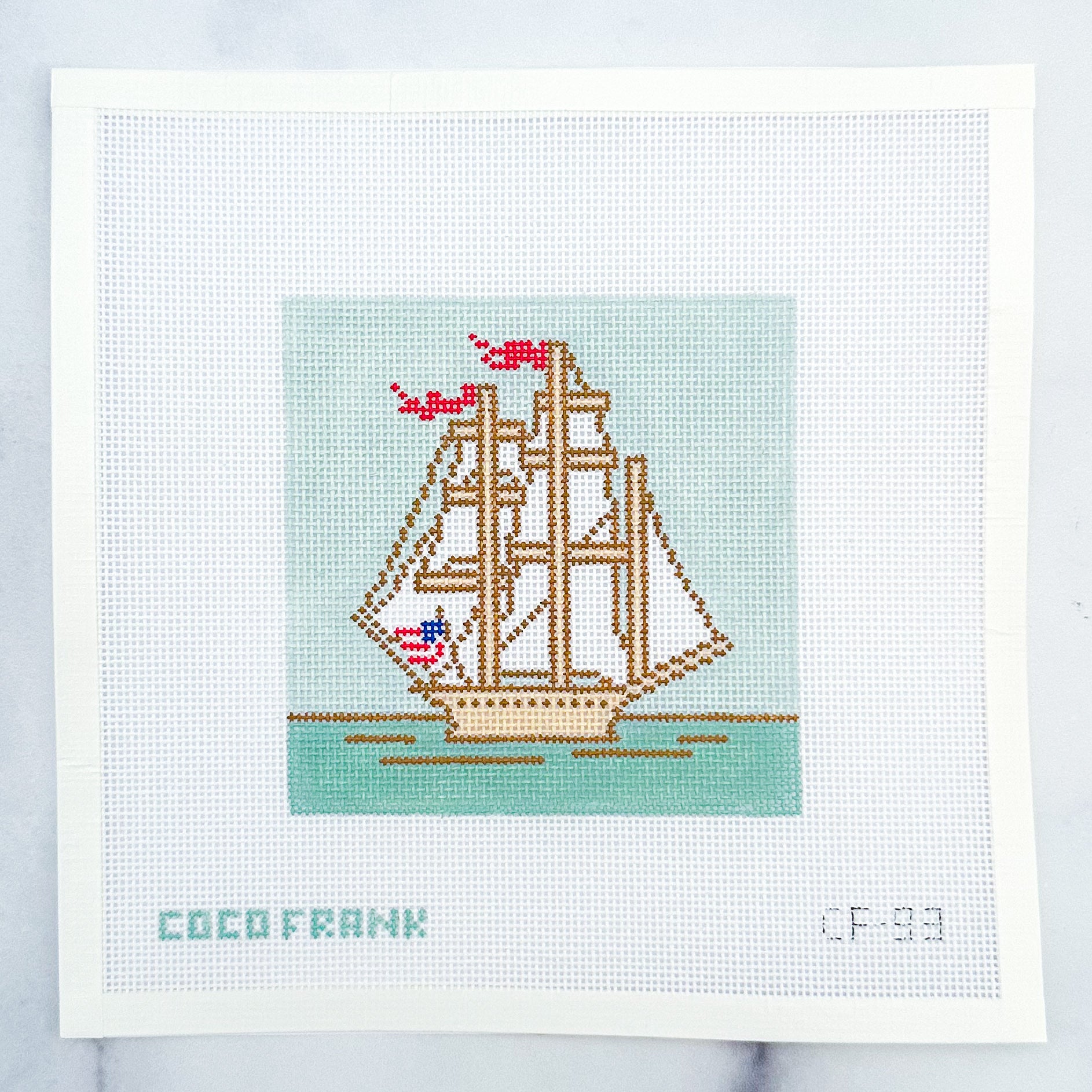 Sage Ship Needlepoint Canvas 18 Mesh – Coco Frank Studio