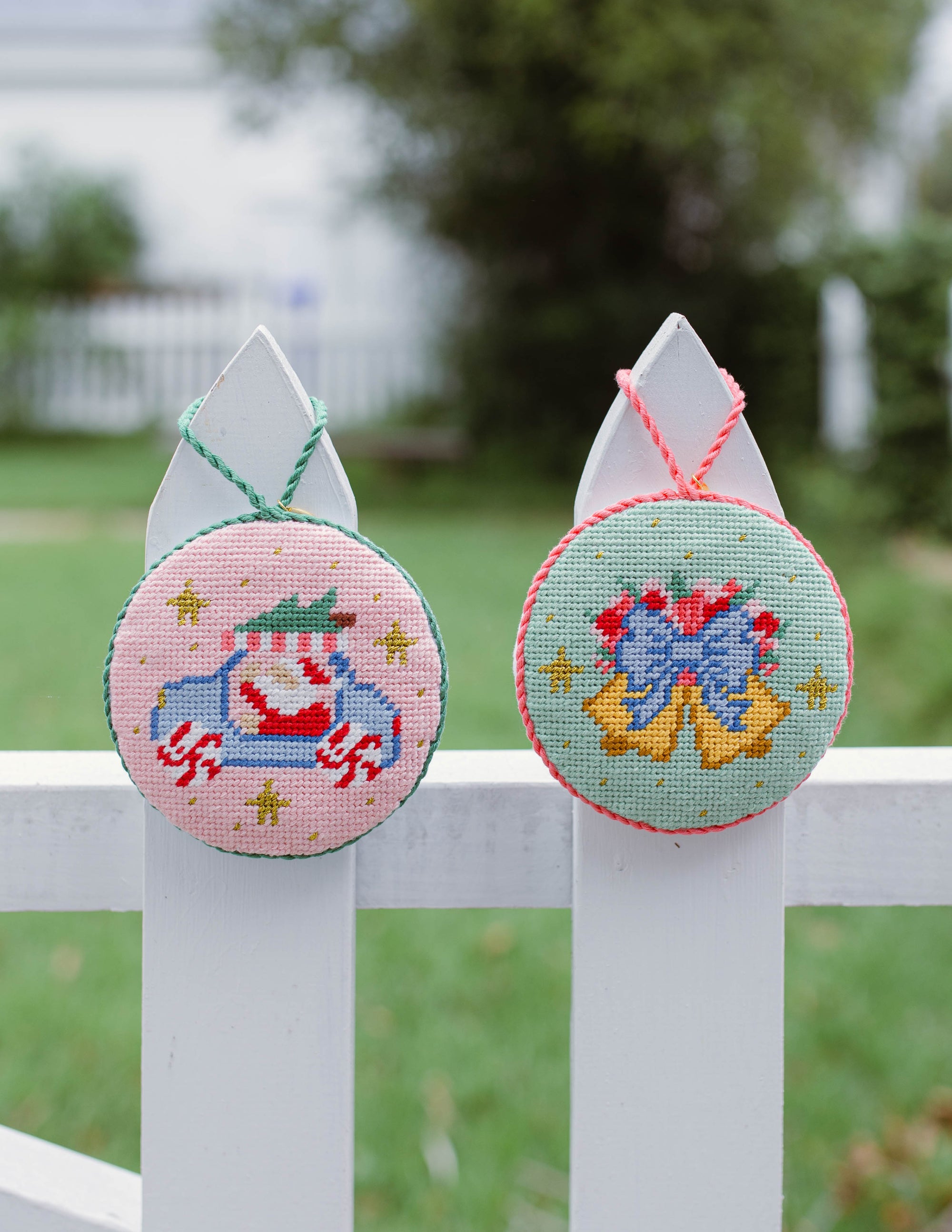 Coco Frank x Calder Clark Floral Bells (Finished Needlepoint Ornament)