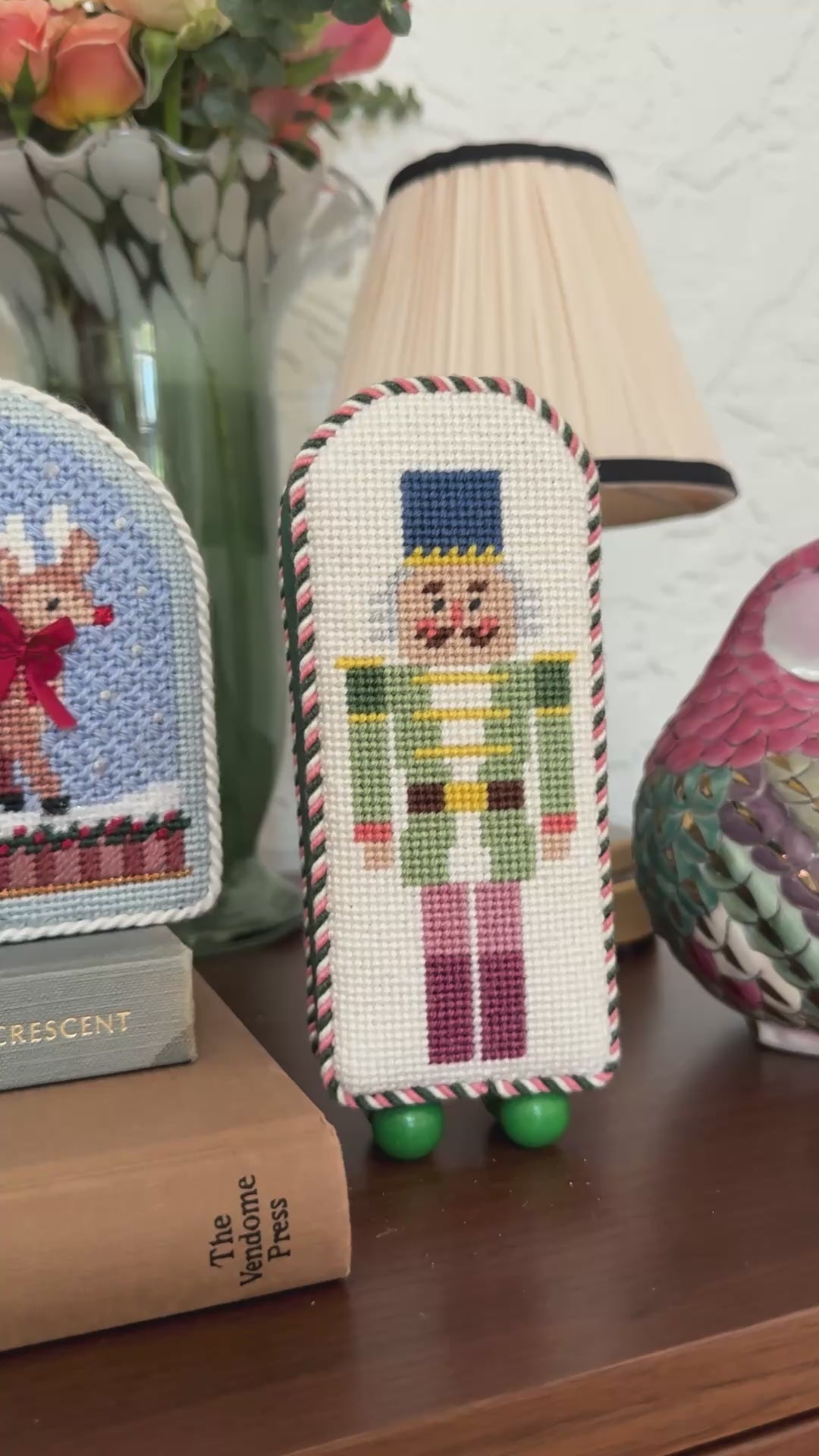 NATAL DESIGN - mice　GOCCODO × NATAL DESIGN" Reindeer Snow Globe Needlepoint Canvas – Coco Frank Studio