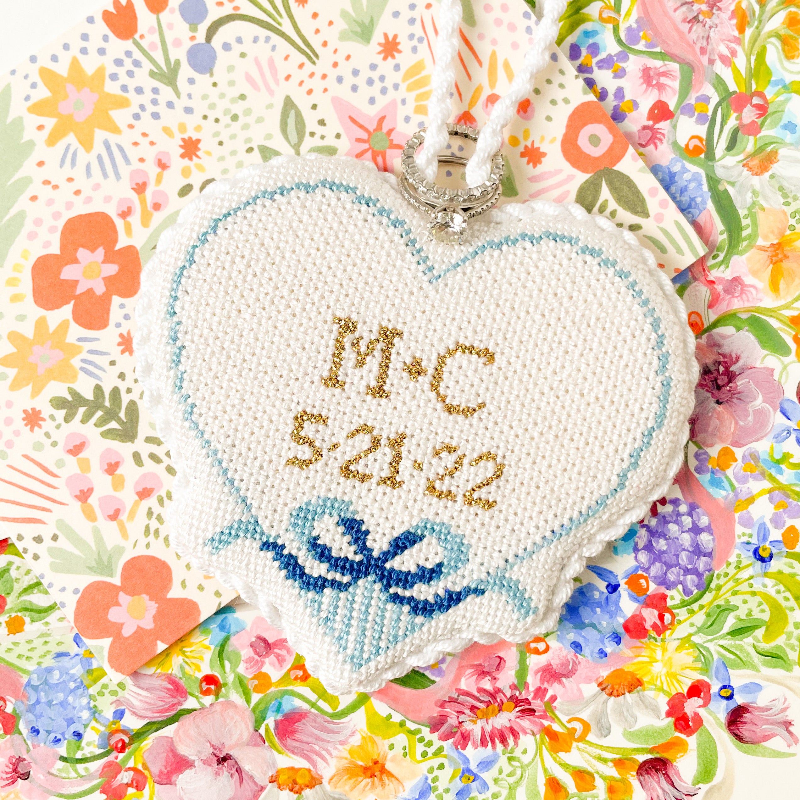Something Blue Heart Needlepoint Canvas – Coco Frank Studio