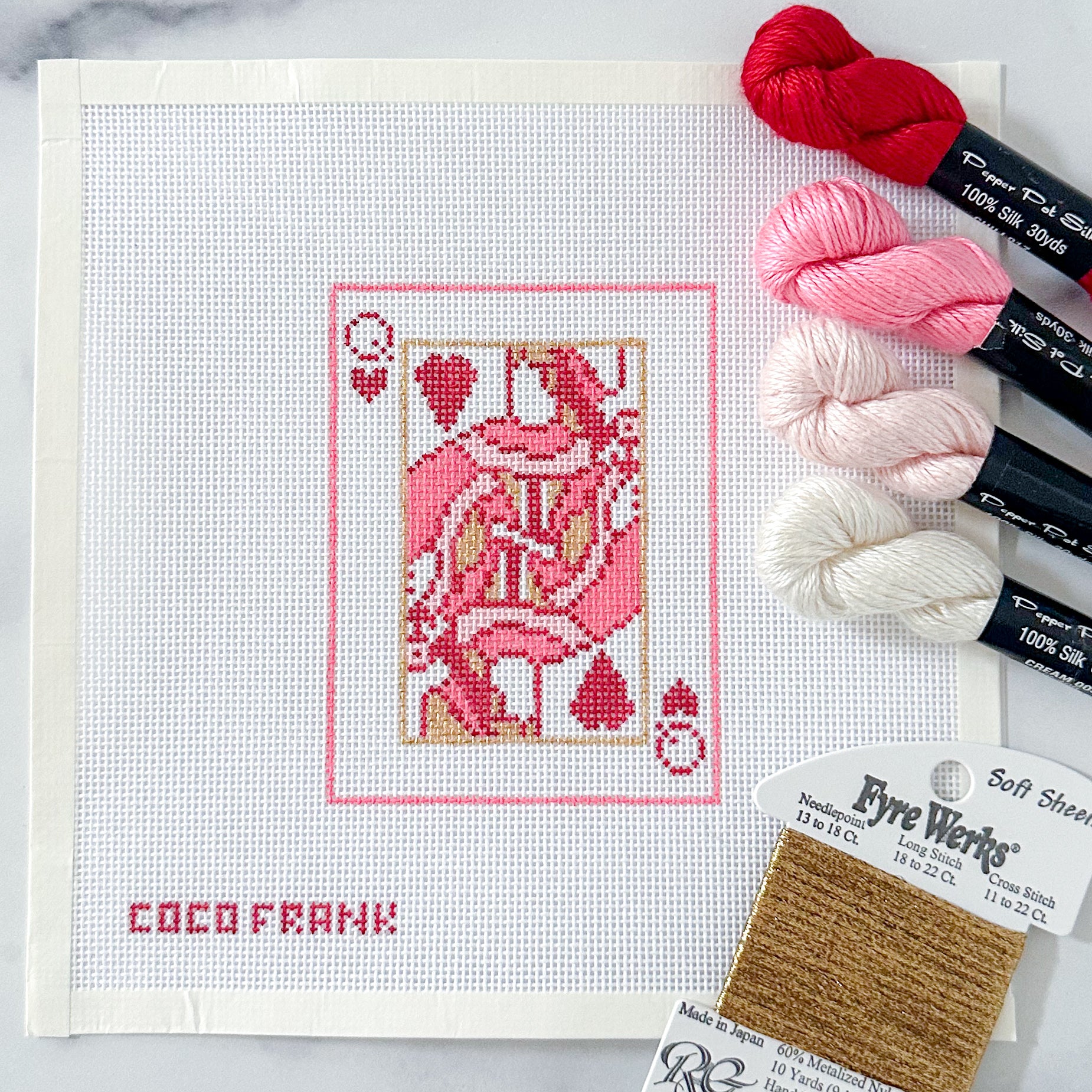 Queen of Hearts Needlepoint Canvas 18 Mesh – Coco Frank Studio