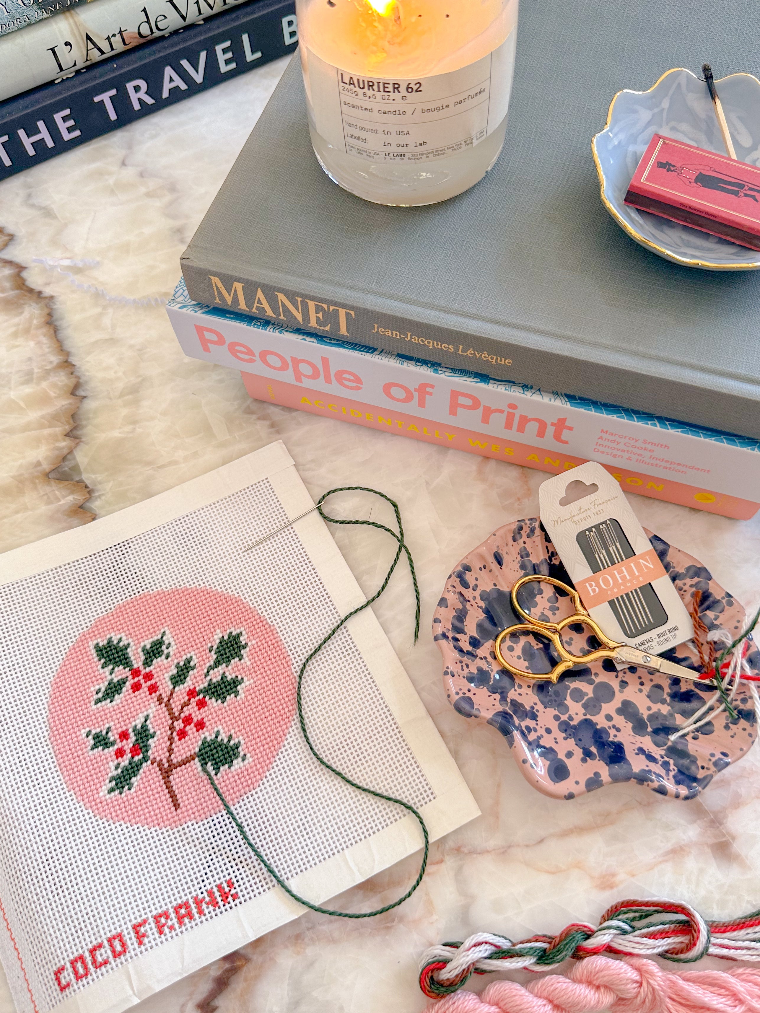 Holly Round Needlepoint Canvas Kit – Coco Frank Studio