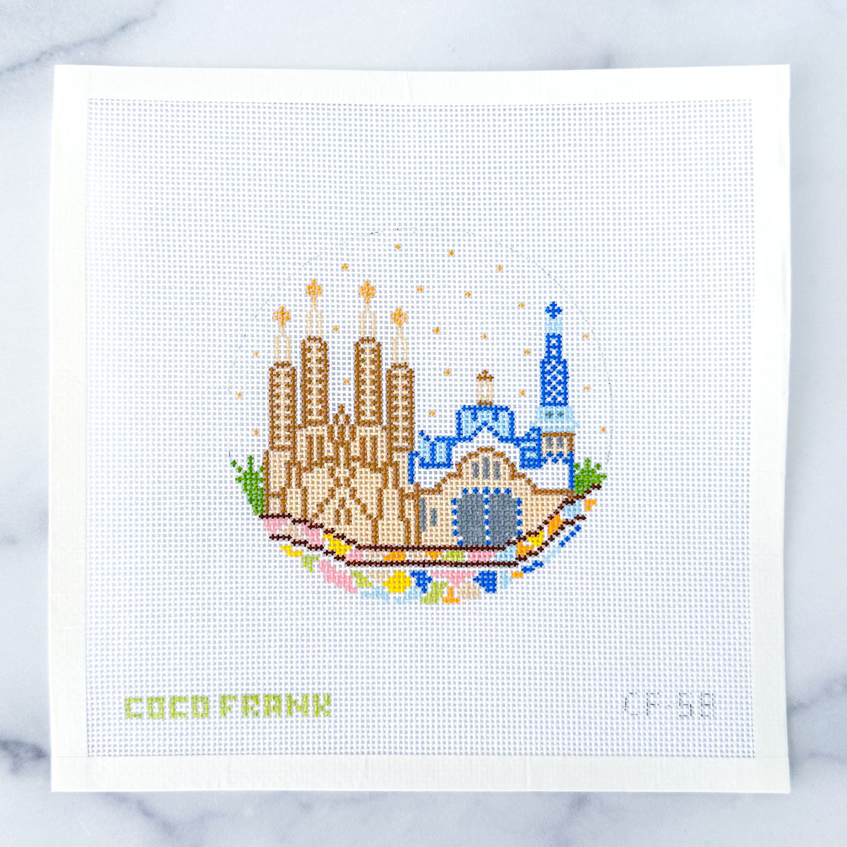 Barcelona needlepoint canvas 18 mesh coco frank studio